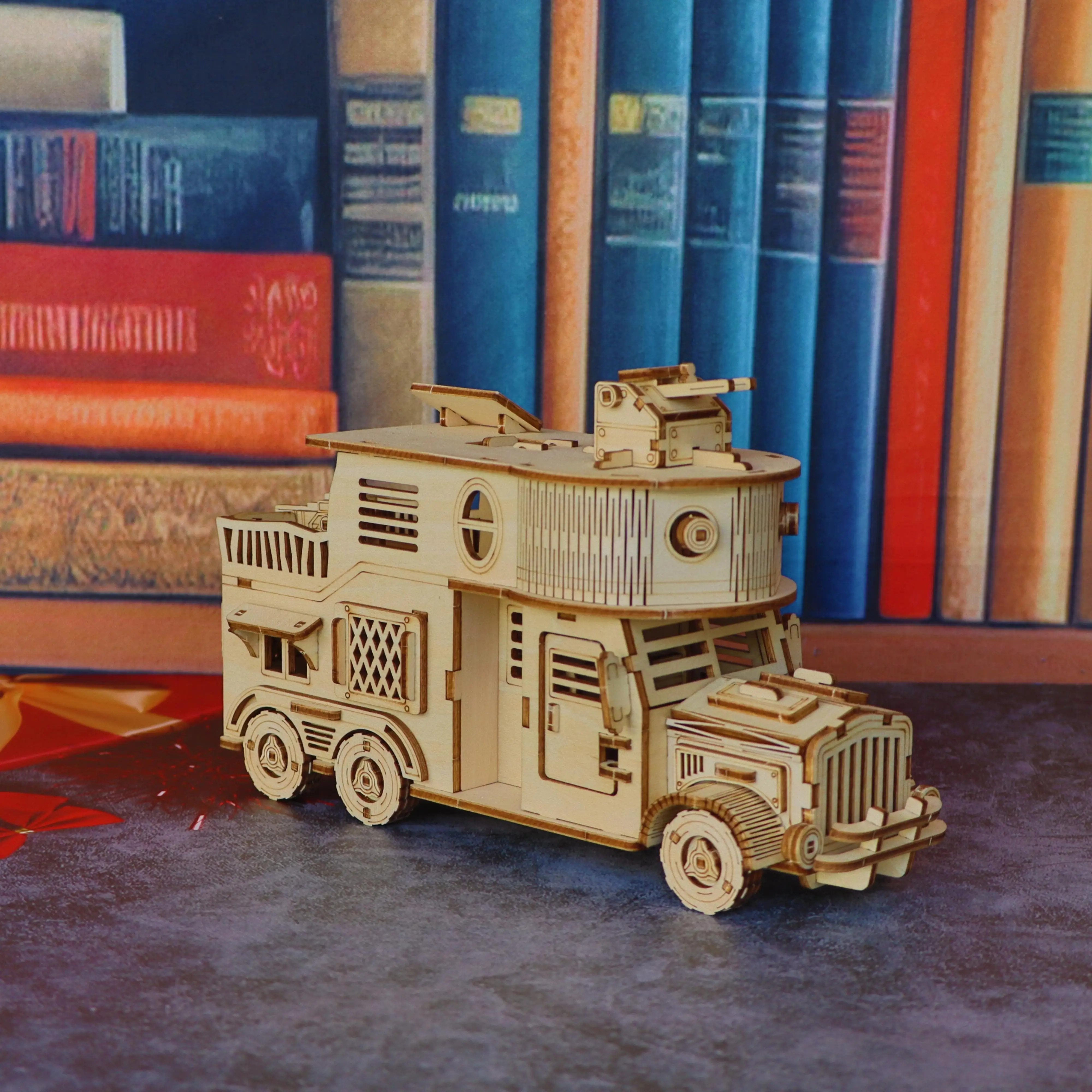 نموذج RV لعبة ألغاز خشبية ثلاثية الأبعاد، نموذج تجميع DIY لخزان نهاية العالم ميكا، نموذج ألغاز ثلاثي الأبعاد للمركبة المدرعة