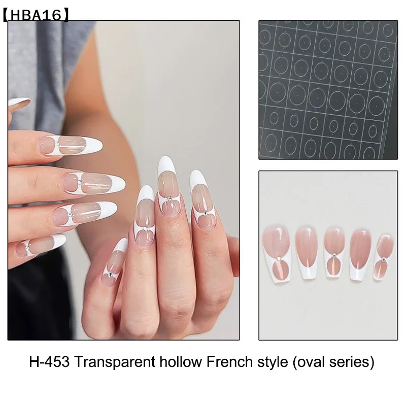Volledig transparante holle Franse nagelstickers spuitverf stencil Franse randen sjablonen plaklijm hulpstuk