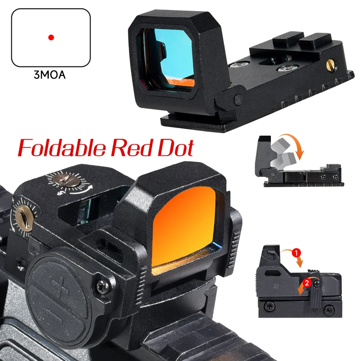 

Tactical Foldable Mini Flip Up Red Dot Sight Compact Scope Collimator Pistol Rifle Reflex Sight Hunting Optics Riflescope