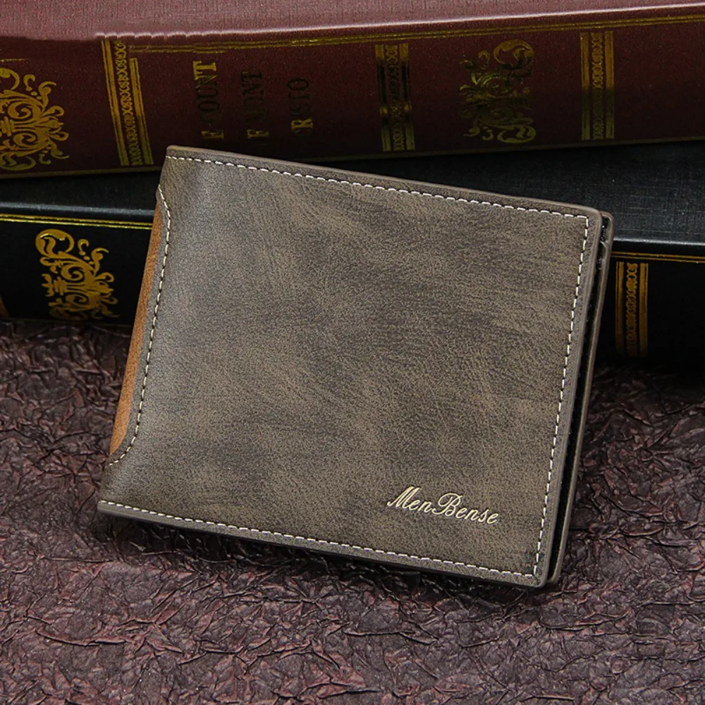 

PU Leather Three Fold Wallet Multi-position Large Capacity Men's Short Wallet Multi-function Retro Male Leather Purse