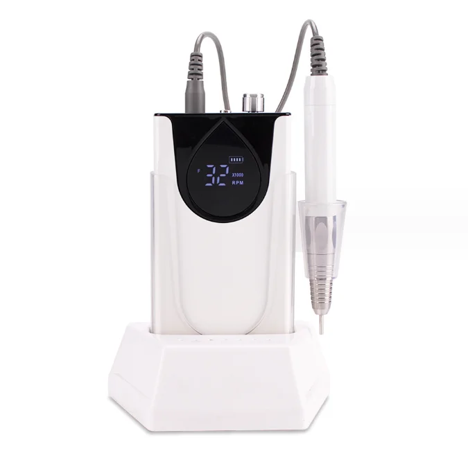 Acetone-resistant Professional Brushless Nail Drill Machine 80W Portable Electric Nail File with Nail Drill Bits Storage Base