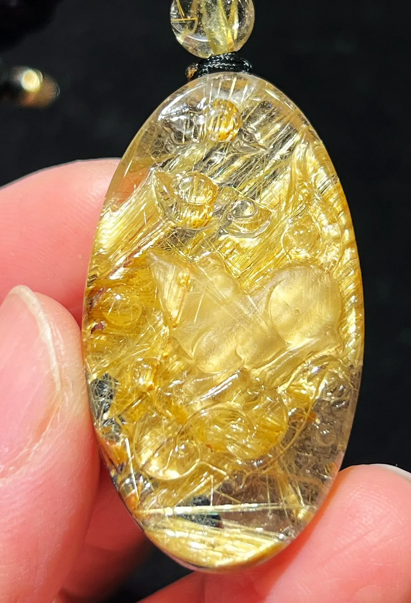 

Natural Gold Rutilated Quartz Pendant Jewelry Carved Mouse 42.23.11mm Men Women Brazil AAAAAAA