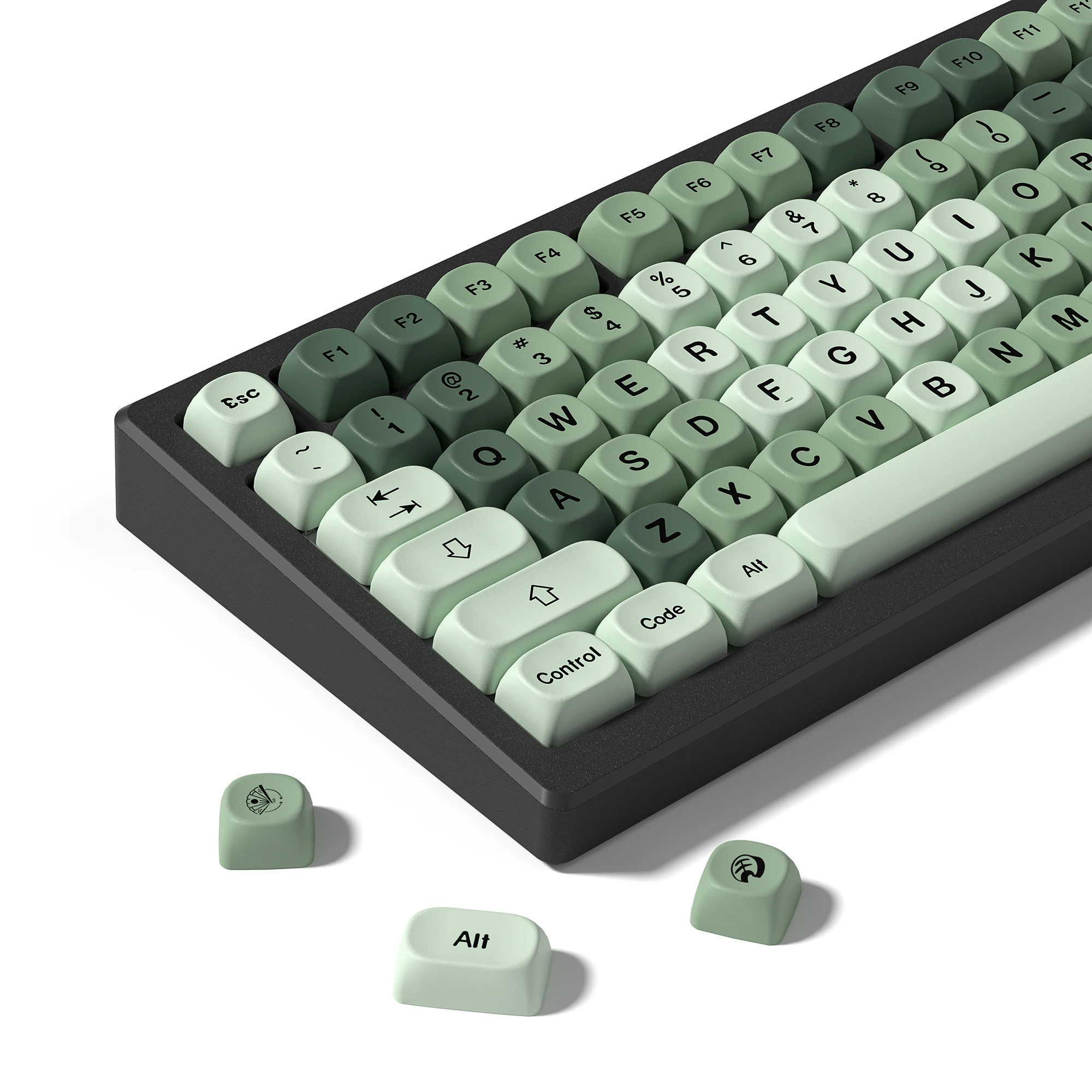 134 Keys Gradient Green  MOA Profile PBT Keycaps Dye Sub Key caps for 61/87/104 Cherry MX Switches Gaming Mechanical Keyboard