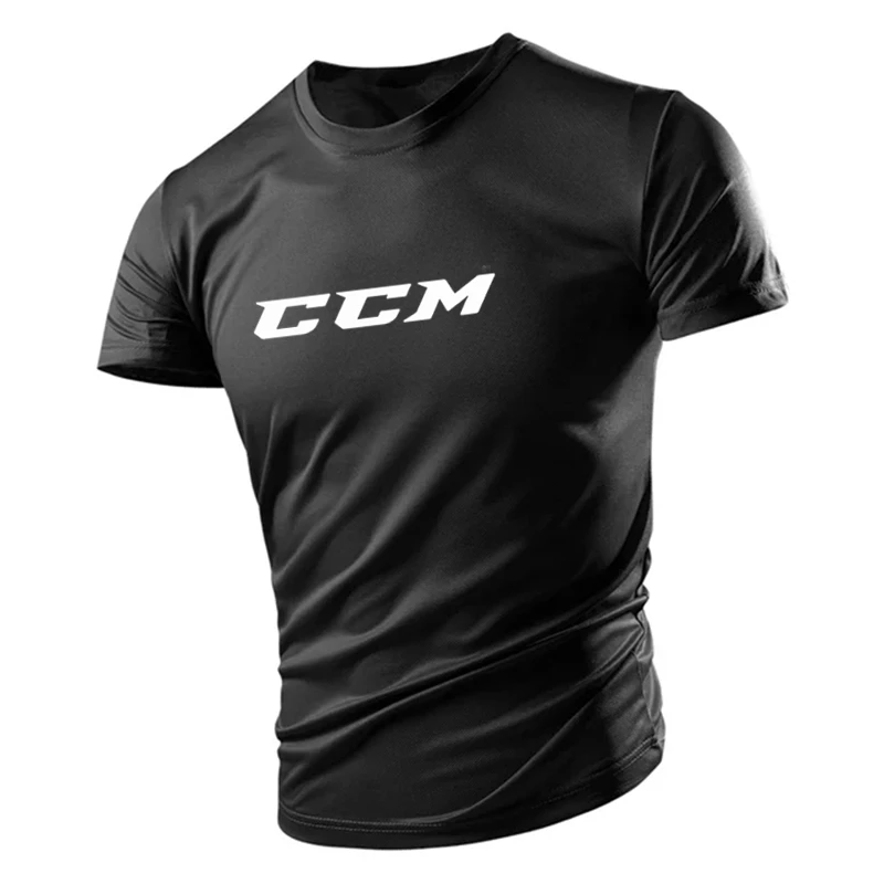 Summer Polyester CCM Men Running T Shirt Quick Dry Fitness Shirt Training Exercise Clothes Gym Sport Shirt Tops Lightweight