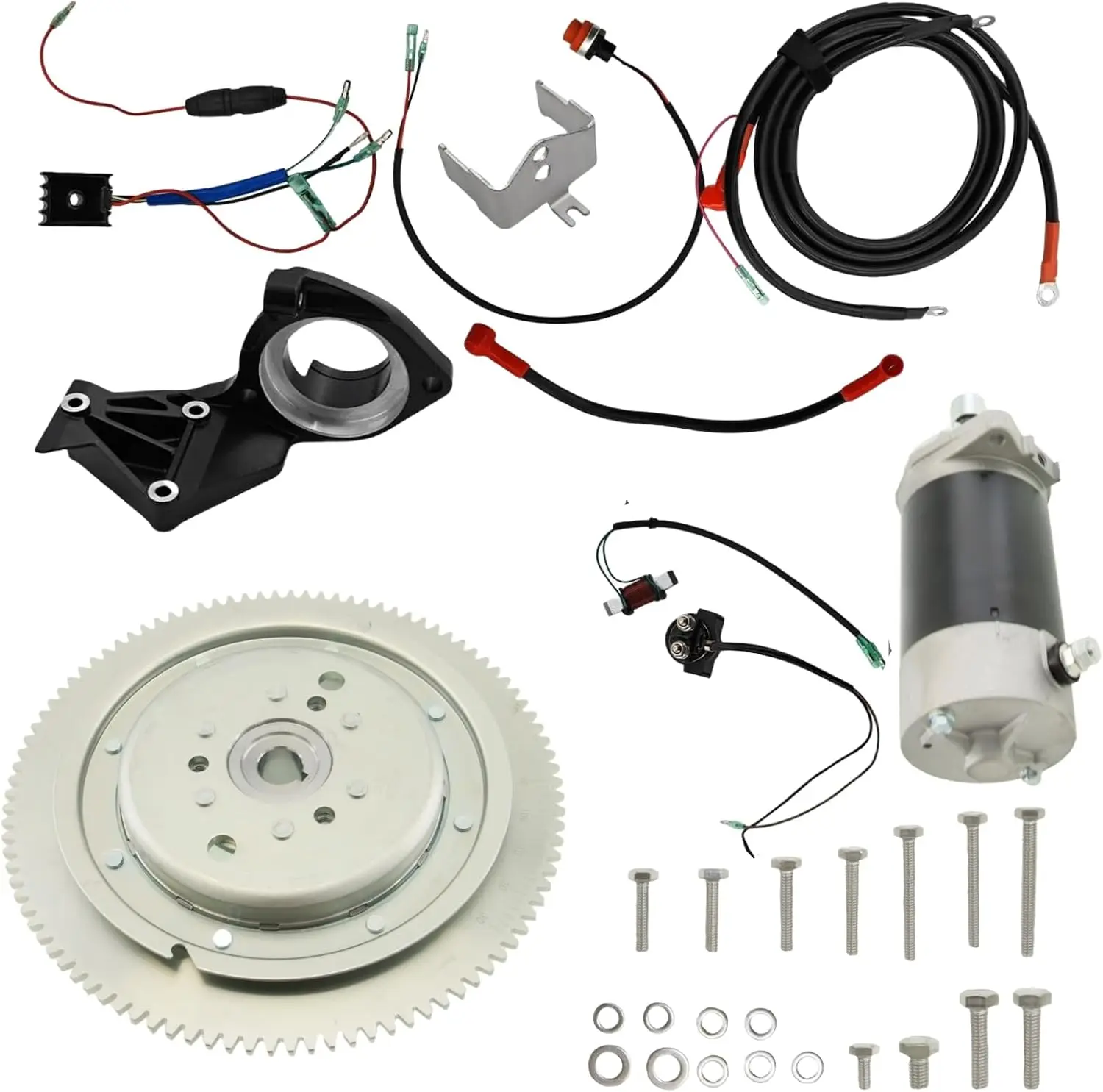 Electrical Start Conversion Kit Replacement for Yamaha 25XMH 2-Stroke 25HP Outboard Engine Model 69X