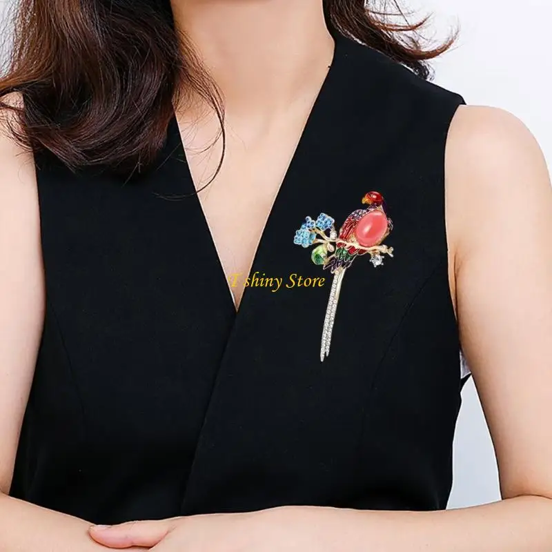 N58F Sophisticated Parrot Pin with Elegant Designs for Kids Student and Performers