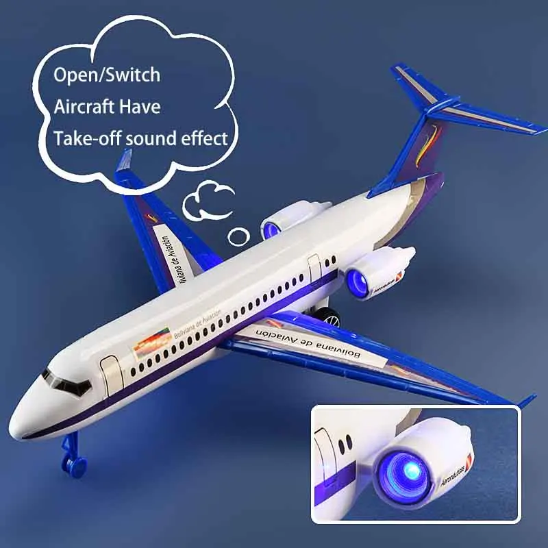 Children's Electric Toys Simulation Inertia Aircraft Model With Lights Music Large Glowing Aircraft Boys Educational Toys Gifts