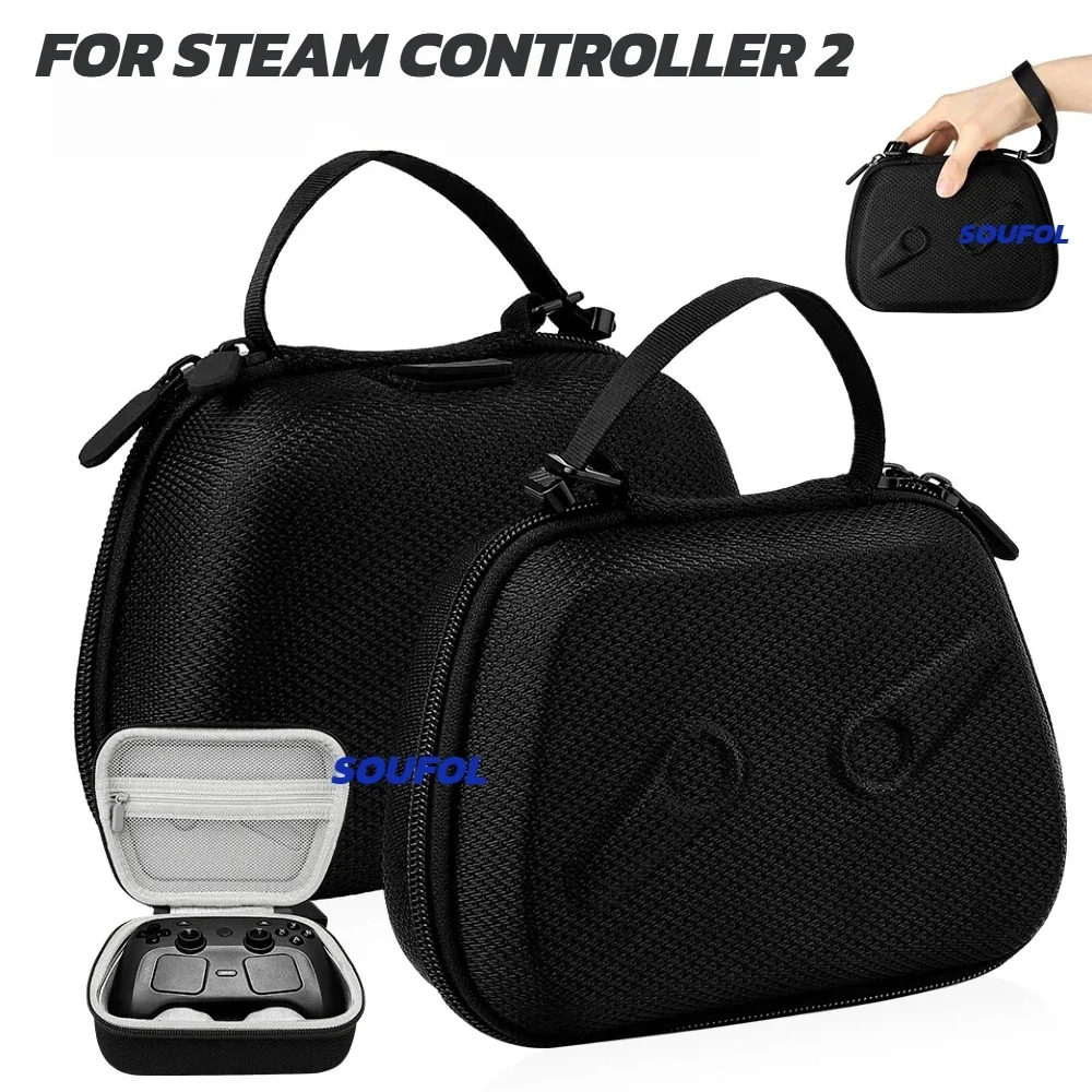 Hard EVA Protective Storage Case for Steam Controller 2 2026, All-Black Shockproof Dustproof Travel Holder Fit Controller Puck