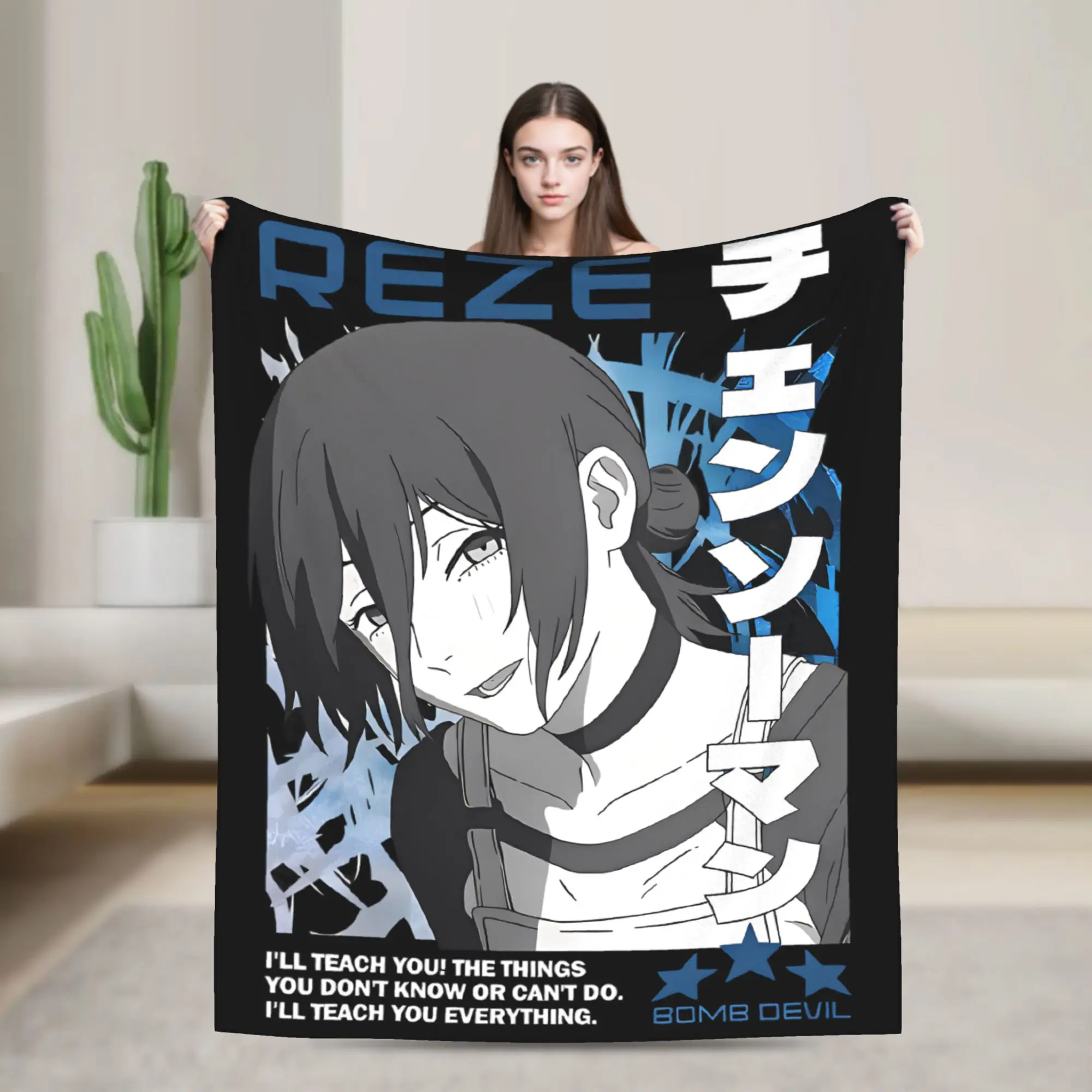 

Chainsaw Man Reze Blankets Anime Movie Flannel Throw Blankets Summer Air Conditioning Personalised Lightweight Bedspreads