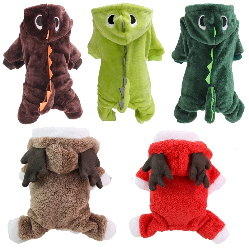 Winter Jacket For Dog Small Dog Coat Dinosaur Dogs Costume Christmas Outfit For Pet Medium Dogs Clothes Chihuahua Puppy Sweater