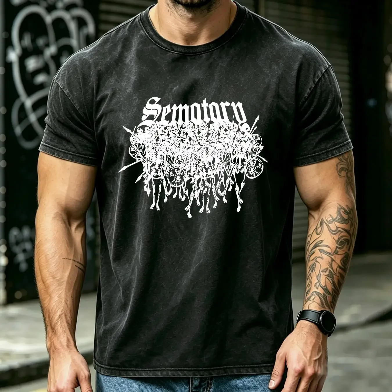 washed T Shirt Sematary Skellingtons Haunted Mound vintage Washed graphic designer clothes fashion Unisex streetwear Versatile