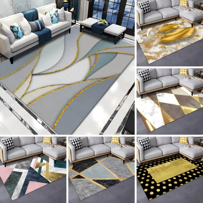 INS Syle Geometric Printed Carpet for The Living Room Decorarion 100% Polyester Felt Sofa Coffee Table Rug Bedroom Bedside Mat