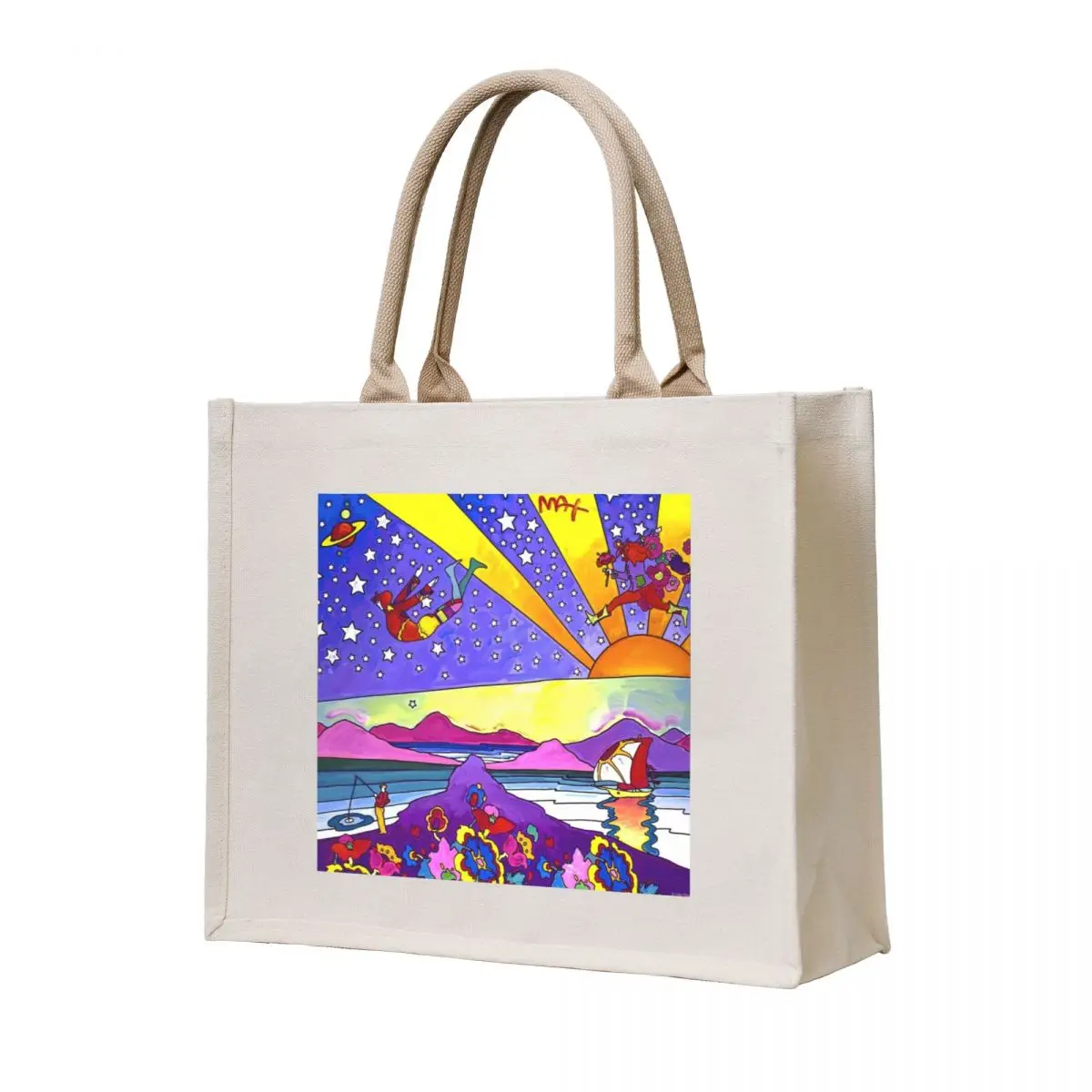 

Paintings by Peter Max Pop Art Tote Bag reusable grocery bags female bag reusable shopping bag custom canvas