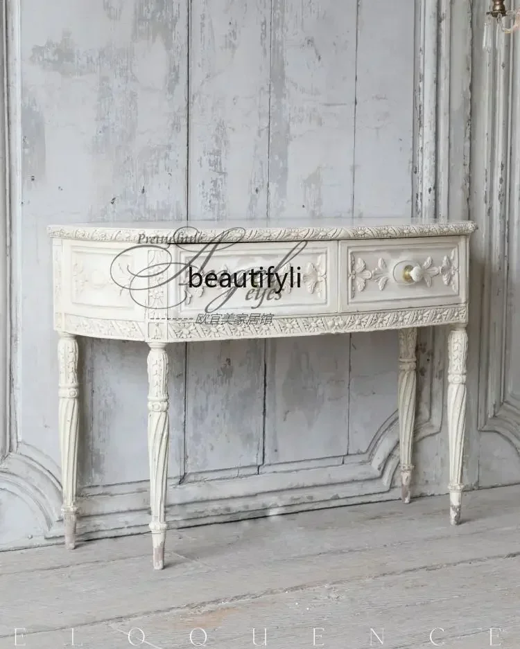 French Style Solid Wood Noble Bedroom Bedside Table Side Cabinet