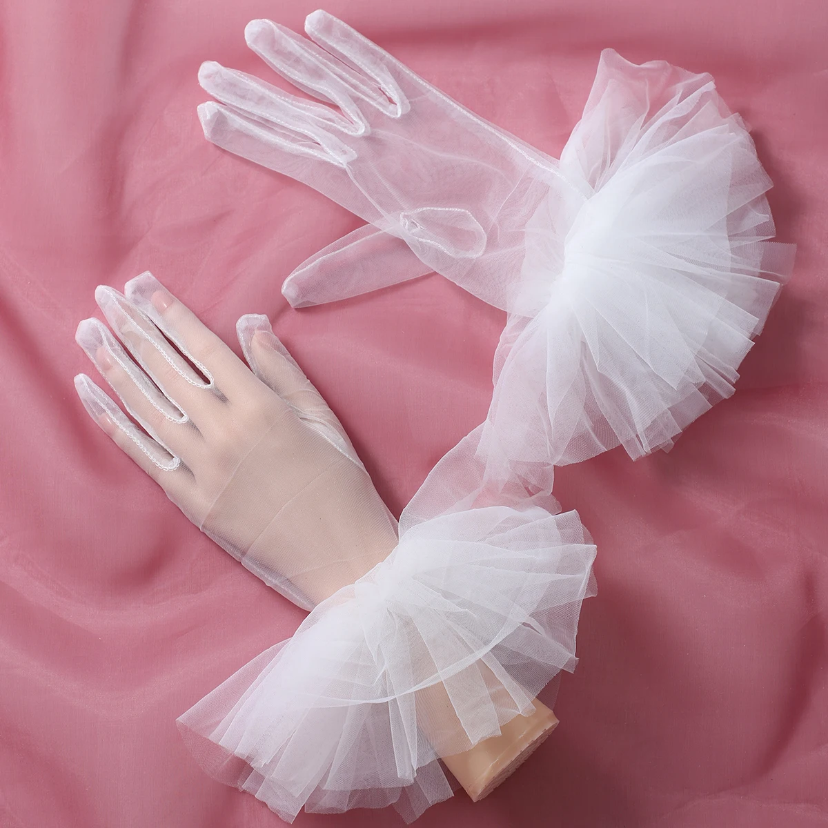 Guantes de novia de estilo de fiesta para mujer, guantes de boda elegantes blancos, adecuados para bola