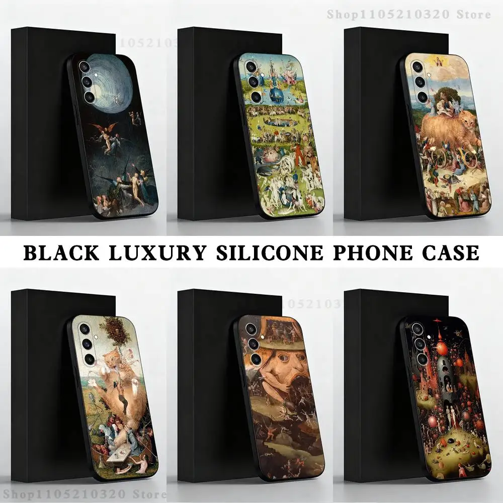 

H-Hieronymus Bosch Painting Phone Case For Samsung S 25,24,23,22,30,21,10,9,Ultra,Plus,Lite,FE,4,5 G Black Soft Case
