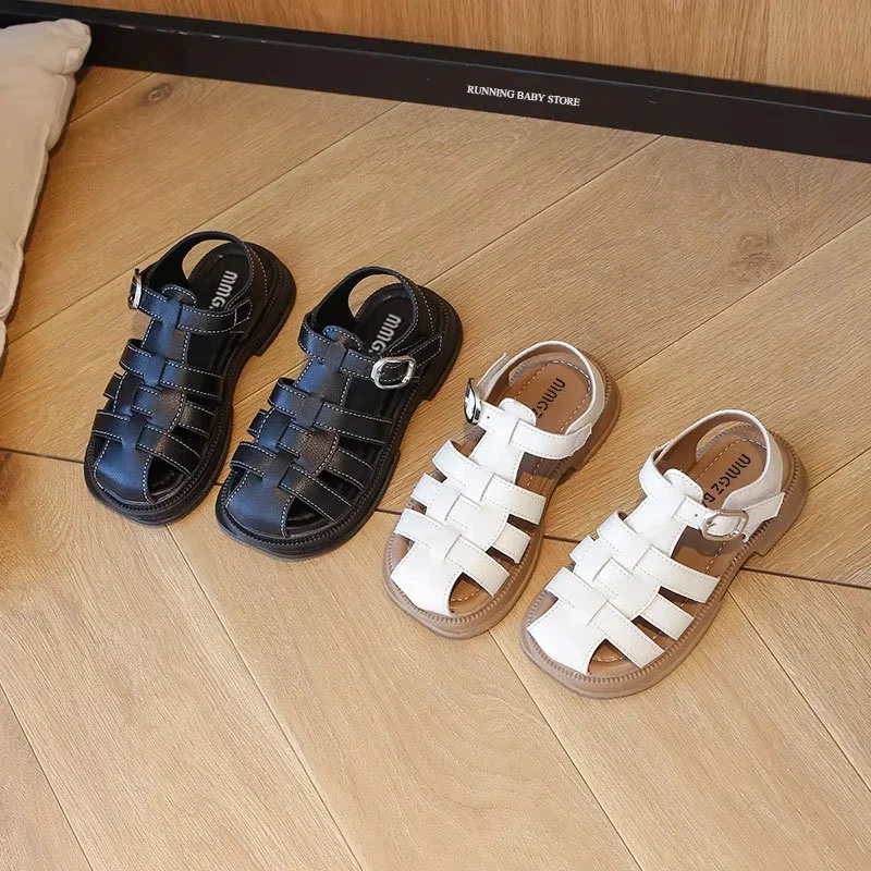 Children Sandals Braided Hollow-out Pure Color Girl's Summer Sliders 26-36 Fashion Platform Sandal Chic Kids Shoes Girl I01209
