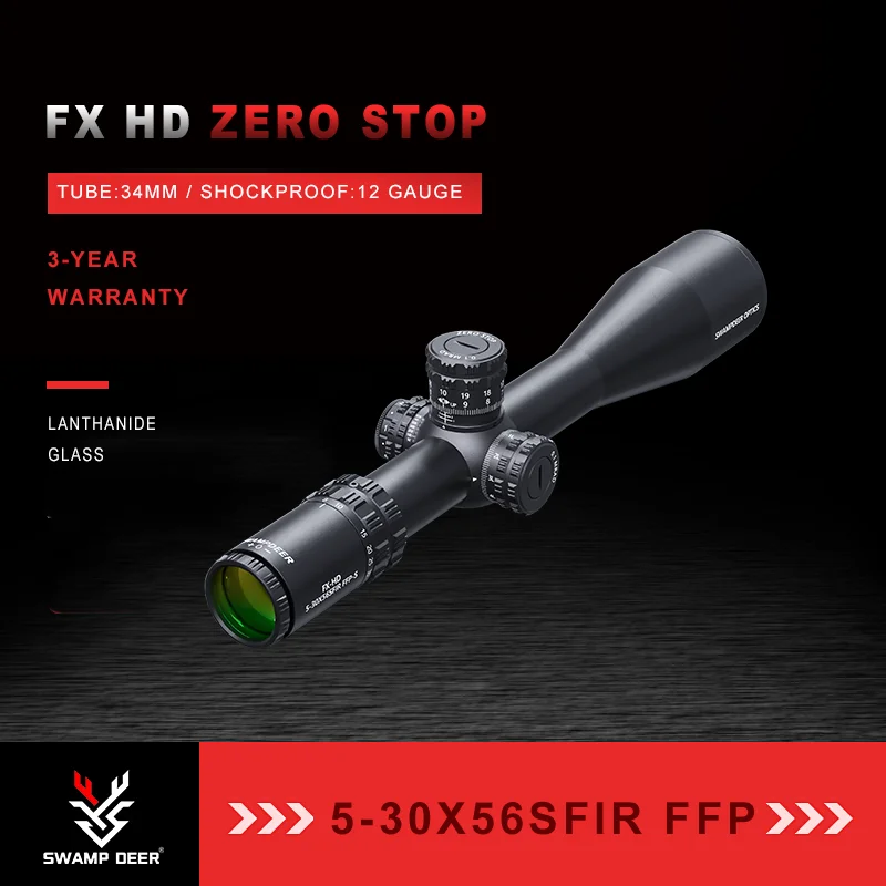 

SWAMP DEER FX 5-30X56SFIR FFP Zero Stop Riflescope 34mm Tube HD Verlichting Eerste Focal Plane Sniper Scopes Shootgun AR 15