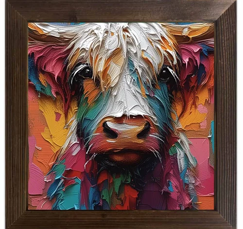 Painted Ox Element American Printed Oil Painting Art Style Waterproof Stickers Are Suitable for Coffee Shop Decoration