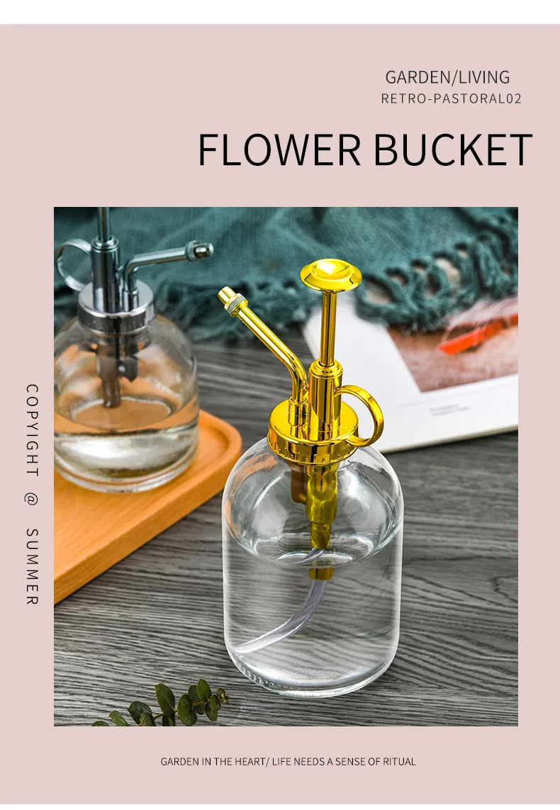 220-360 ml Transparente Glas Gießkanne Gartenarbeit Haushalt Wasser Sprinkler Gießkanne Bewässerung Spray Kann Wohnkultur – Detail 3