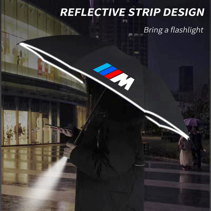 Car Led Light Automatic Folding Windproof Sunshade Umbrella For BMW M Power M3 M4 M5 X1 X3 X5 X7 E36 E39 E46 E60 E90 F10 F20 F30