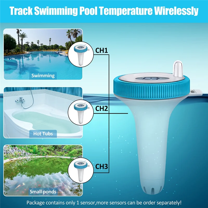 ABKI-مقياس حرارة لاسلكي دقيق لحمام السباحة مع مستشعر درجة الحرارة الخارجية ومراقبة الرطوبة الداخلية للتحكم الدقيق في المناخ