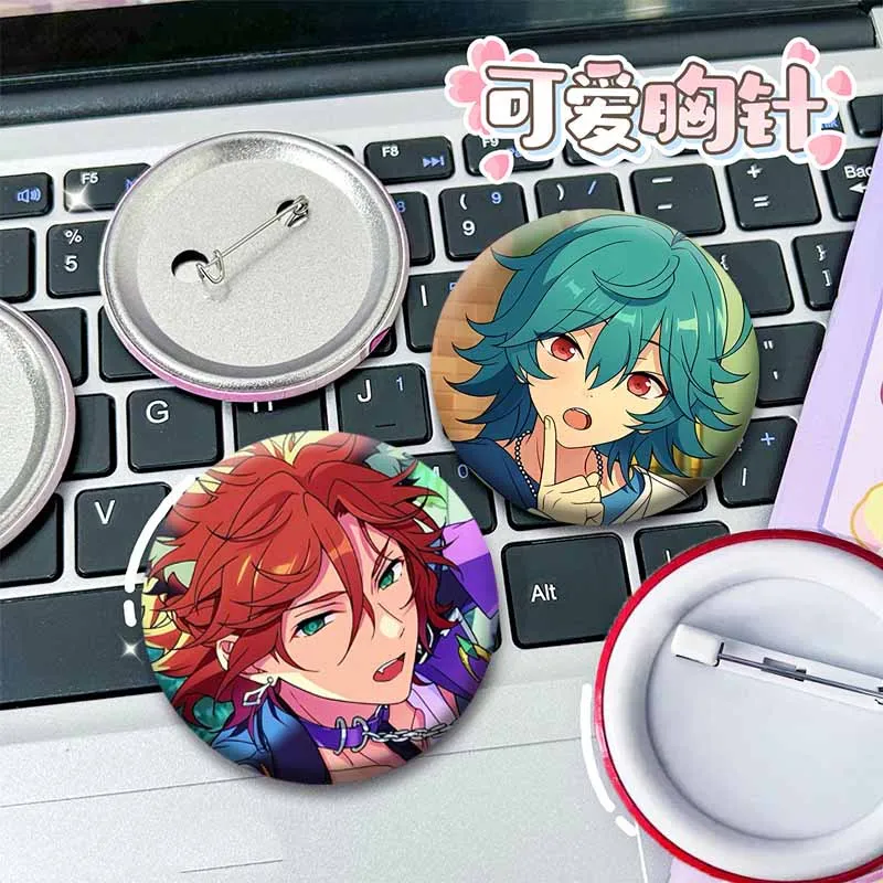 Ensemble Stars Anime Brooch on Backpack Cartoon Role Tatsumi Kazehaya Eichi Tenshouin Badge for Clothes Jewelry Gift for Friends