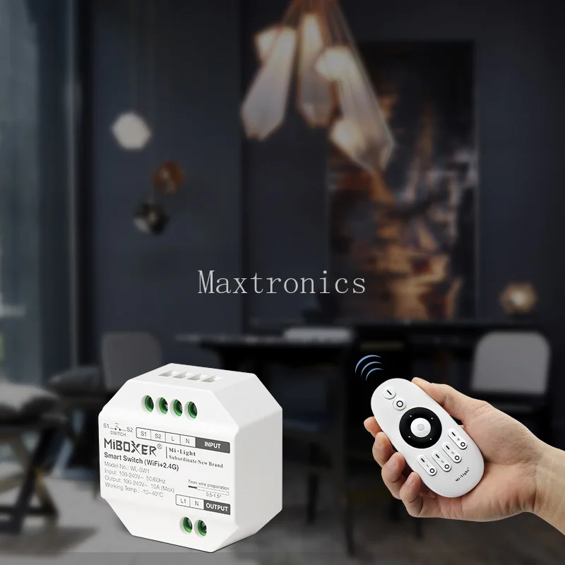 WL-SW1 MiBoxer Smart Switch (WiFi+2.4G) LED Controller RF Push Dimmer AC100-240V Tuya App /Voice /Remote Control/Timmer Function