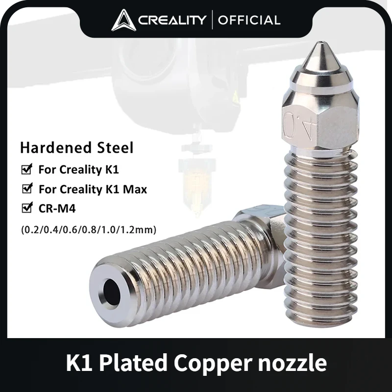 CREALITY K1 Nozzle 0.2/0.4/0.6/0.8/1.0/1.2mm Hardened Steel Plated Copper High Temperature Wear Resistant 3D Printer