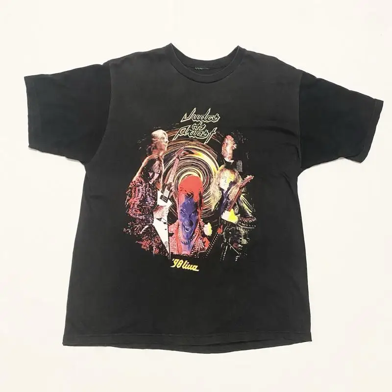 Vintage 90s 1998 Judas Priest 98 Live Tour Black Band Metal T Shirt XL
