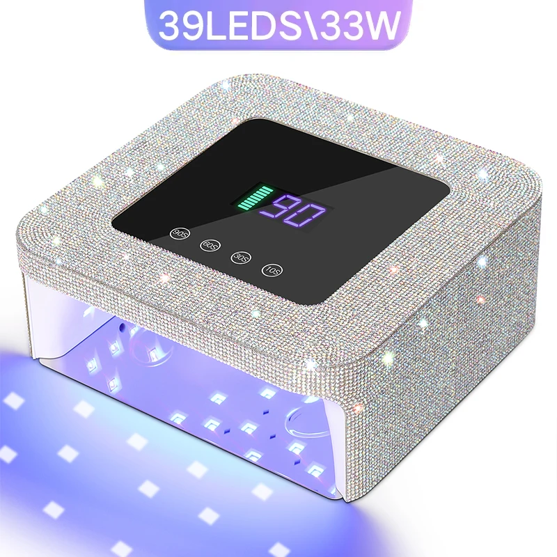 

Беспроводная лампа для ногтей 33 Вт, 39 светодиодов, беспроводная УФ-светодиодная машина для сушки ногтей для отверждения гель-лака, перезаряжаемая лампа для маникюра от геля