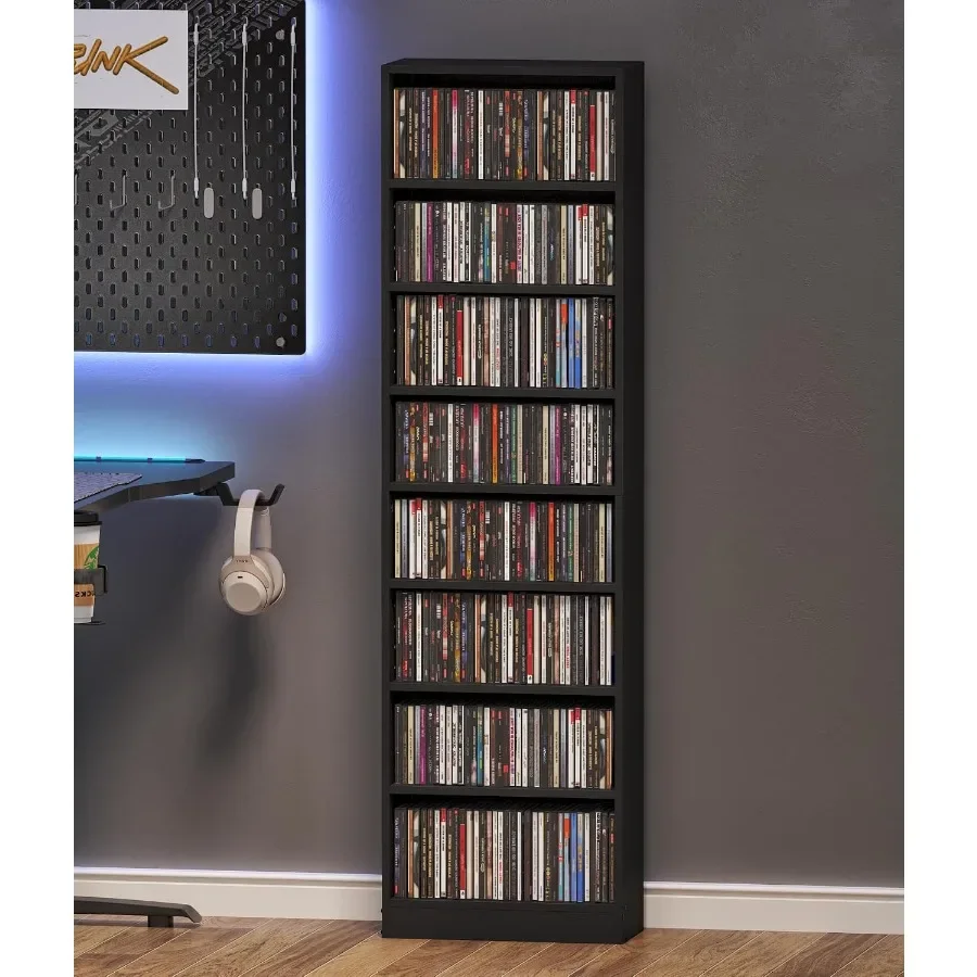 8 Tier CD Storage Rack with Adjustable Shelves, DVD Organizer Shelf