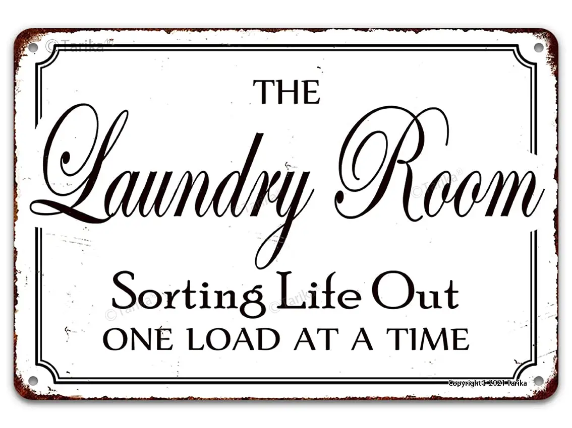 The Laundry Room Sorting Life Out One Load at A Time VintageTin Sign Metal Hanging Plaque Wall Art Decor 12X8 Inch for Home Cafe