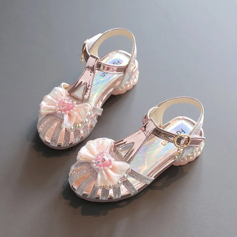 Girls' Sandals Soft Sole Closed Toe Shoes for Little Girls 2024 Summer New Children's Rhinestone Princess Shoes image 5