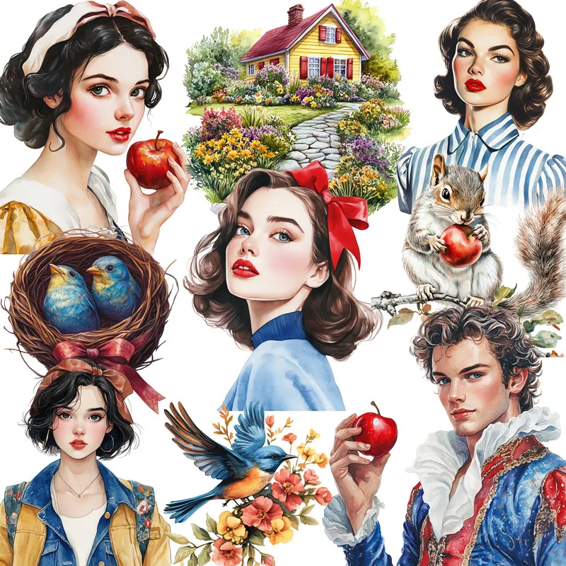 

Girl and Apple Stickers Crafts And Scrapbooking stickers kids toys book Decorative sticker DIY Stationery