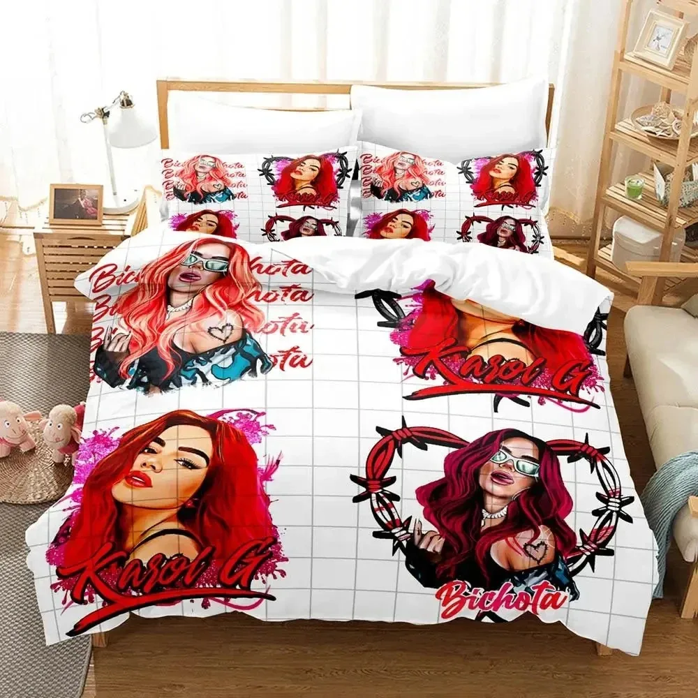 3D Print Singer Karol G Bedding Set Duvet Cover Bed Set Quilt Cover Pillowcase Comforter king Queen Size Boys Adult Bedding Set