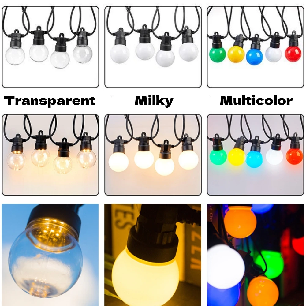 في الهواء الطلق G50 اكليل سلسلة أضواء مقاوم للماء 24 فولت IP44 الطاقة LED مخيم الزفاف فناء الفناء الخلفي الشرفة سطح السفينة حديقة عطلة حلية #4