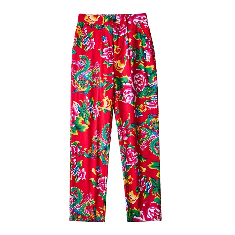 

Red Men's Printed Suit Pants, Black Blue Can Choose, All Seasons Suitable for Cotton Pant, Asian Size Trousers M-5XL