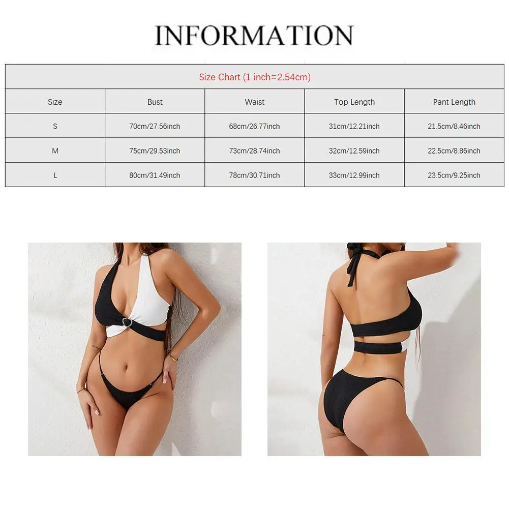 Fashionable Ladies' Color Blocked Casual Beach Bikini Swimsuit Set for Women Ideal for Vacation and Daily Wear
