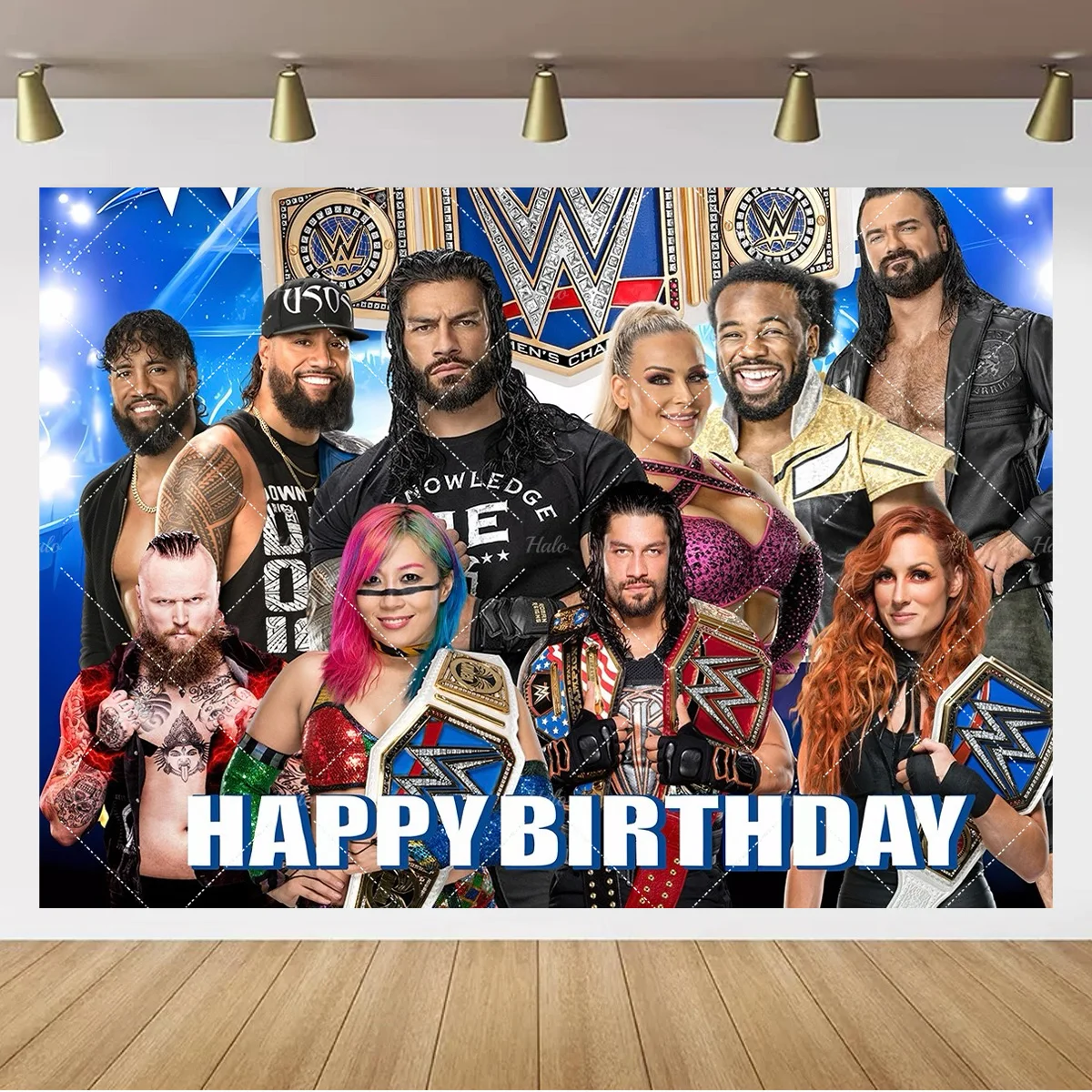 Wrestling Triathlon Party Decoration Backdrop WWE Happy Birthday Banner Backdrop Baby Shower Party Supplies