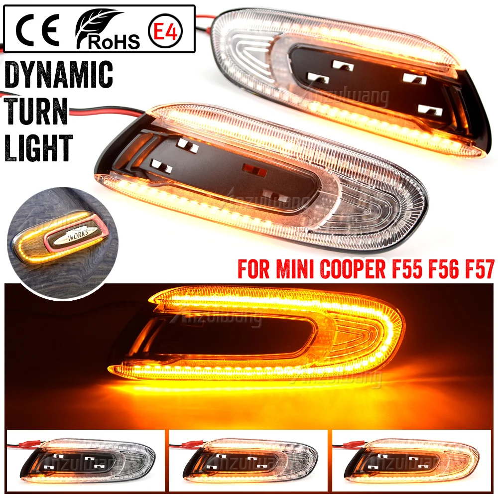 LED Dynamic Side Marker Turn Signal Indicator Repeater Light Sequential Blinker Lamp For BMW Mini Cooper F55 F56 F57 2014-2017