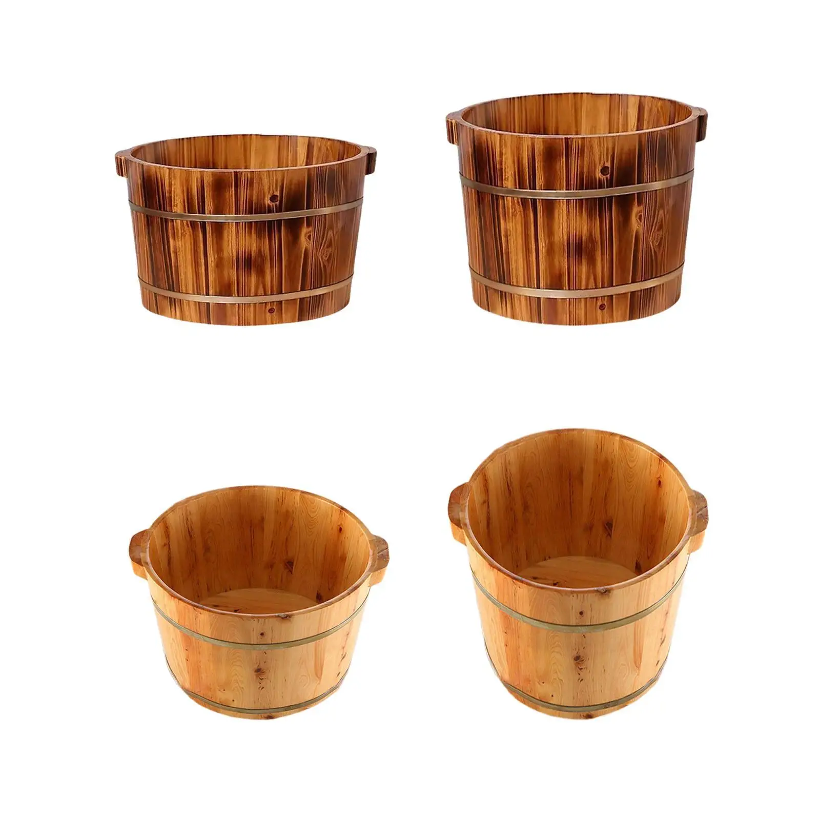 Wood Footbath Basin with Handle Multipurpose Basin Tub Washing Bowl Bucket Foot Bath for Bathroom Bedroom Home Use Sauna Travel