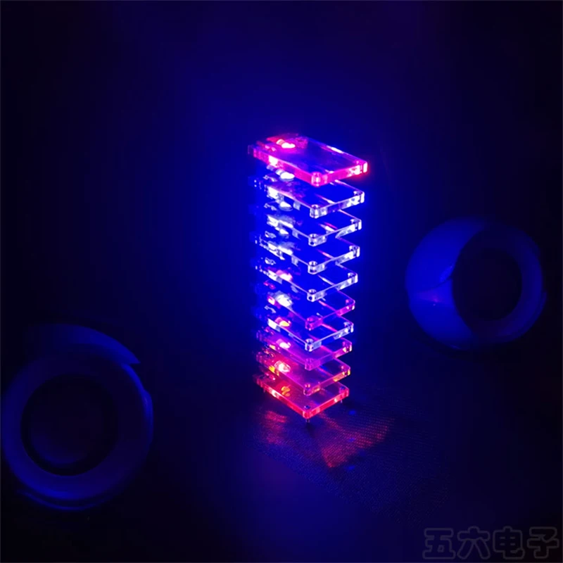 Crystal Column Sound Control Electronic DIY Kits Music Sspectrum LED Soldering Spare Parts