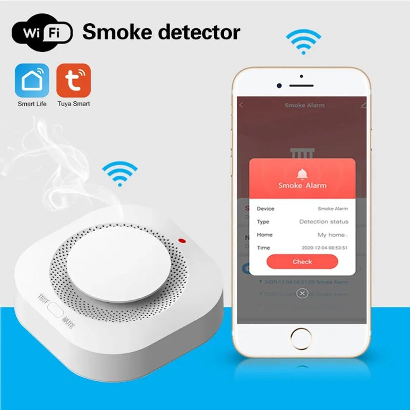 Wofea WiFi Smoke Detector Home Security Fire Alarm System Tuya Smart Smoke Sensor APP Message Push 95db Sound No Need Hub