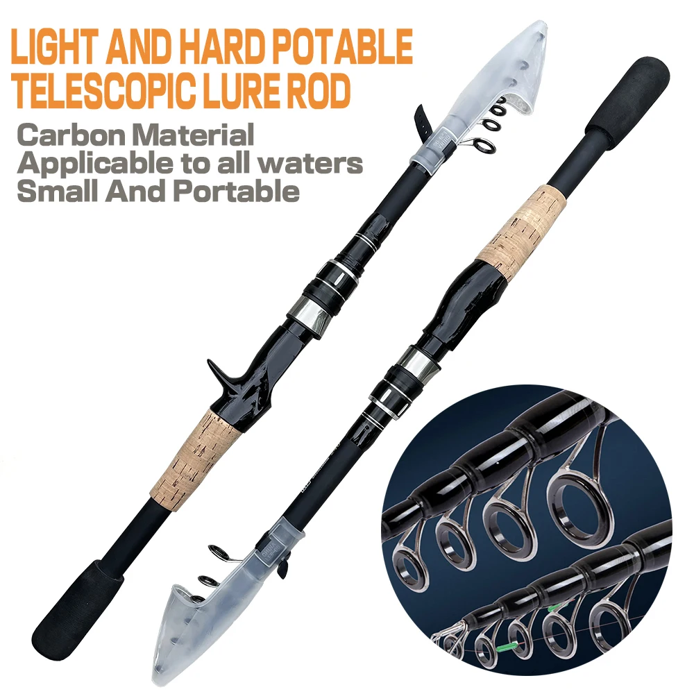 Teleskop Köder Stange 1,5 M 1,8 M 2,1 M 2,4 M Carbon Spinnrute Baitcasting Angelrute 8g-25g Holzgriff Casting Angelgerät – Detail 14