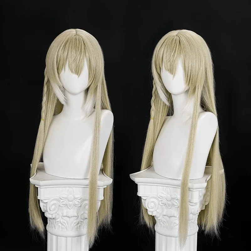 CosplayVulpisfoglia Cosplay juego Arknights peluca Cosplay Vulpisfoglia pelo Okra peluca de pelo largo amarillo para Halloween Navidad juego de rol