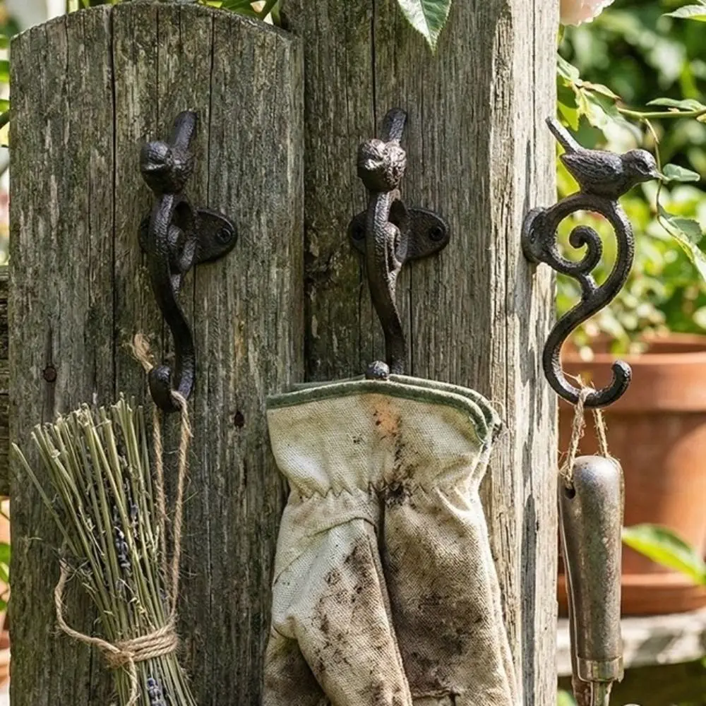 Heavy Duty Cast Iron Cast Iron Wall Hook Rust Proof Coating Sturdy Durable Bird Decorative Hanger Weather Resistant