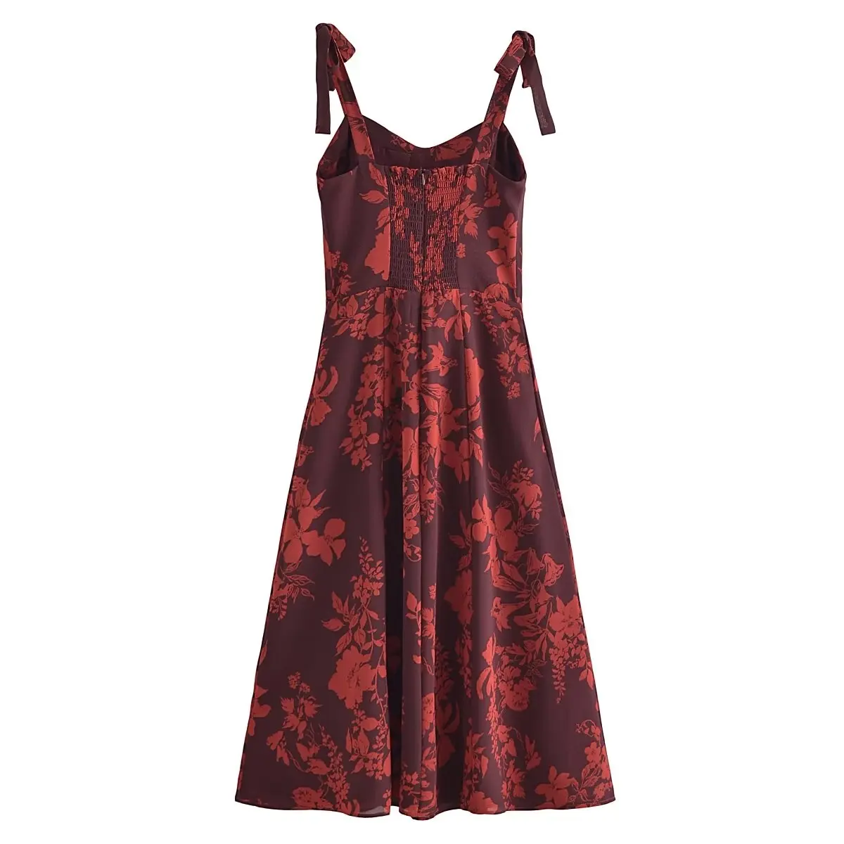 Maxdutti Autumn French Printed Dress Fashion Midi Dress Ladies Women's Elegant Casual Strapless