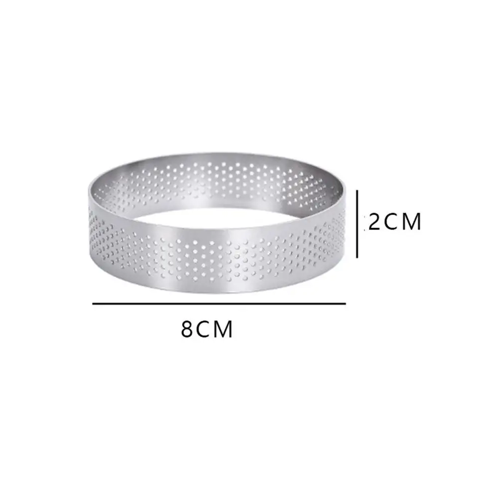 New 10 Pack 5Cm Stainless Steel Tart Ring, Heat-Resistant Perforated Cake Mousse Ring, Round Ring Baking Doughnut Tools