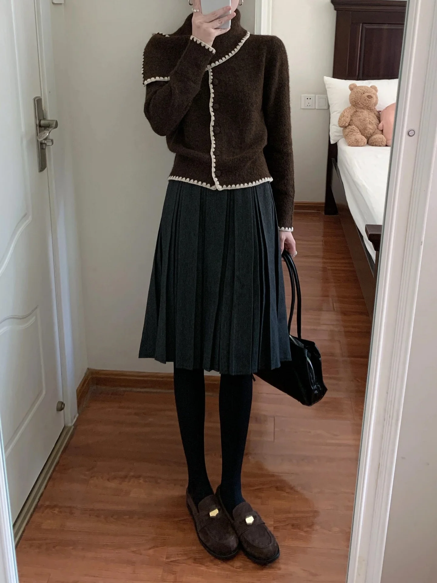 릴리스토 빈티지 컬러 블로 스웨터 여성용 레이지 슬레 니트 탑 겨울 디자인 네 스카프 롱 스웨 레귤러 핏